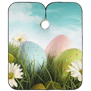 Haarsnijjurk Kleurrijke Eieren En Madeliefjes Op Het Gras Haar Snijden Schort Professionele Kappers Jurk Vlekbestendig Volledige Lengte Cape Voor Het Snijden Kappers Salon