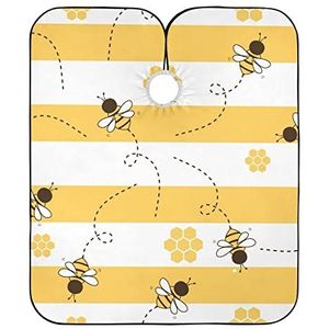 Styling Capes Geel En Wit Gestreepte Bijen Volledige Lengte Cape Waterdichte Kappers Jurk Vlekbestendig Salon Cape Voor Styling Kapper Kapper Kapsel