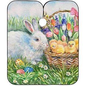 Salonjurken Aquarel Klein Wit Konijn En Gele Kippen Kapperjurk Antistatische Kapsel Schort Jurk Verstelbare Schort Voor Snijden Styling Kappers