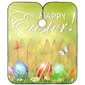 Kappers Schort Kleurrijke Eieren En Vlinders Op Houten Hek Kappers Cape Verstelbare Kapper Cape Doek Professionele Schort Voor Vrouwen Mannen Familie