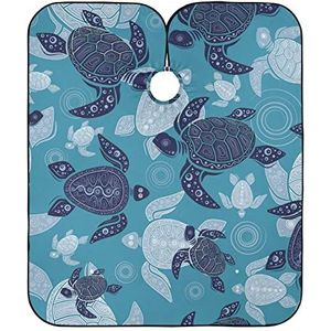 Kapper schort cape abstracte blauwe en witte schildpadden kapsel cape unisex kapper schort gepersonaliseerde kappersjurk voor kapper salon kleuren