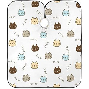 Kappers Schort Cartoon Kat Gezicht Kapper Cape Doek Antistatische Haar Snijden Toga Waterdichte Styling Capes Voor Familie Mannen Styling