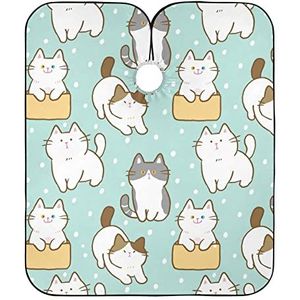 Kapper Jurk Leuke Cartoon Katten Kappers Schort Anti-Statische Haar Snijden Schort Vlekbestendig Kapper Cape Voor Salon Kinderen Styling