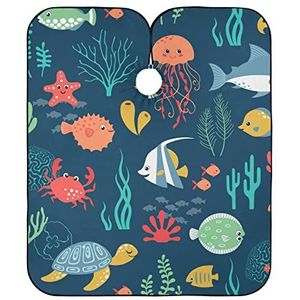 Kappers Schort Leuke Onderwater Dieren Kapper Cape Waterdichte Kappers Salon Cape Vlekbestendig Volledige Lengte Cape Voor Kleuren Familie Kinderen