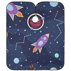 Salon Cape Cartoon Raket Planeet Haar Snijden Toga Verstelbare Kapper Jurk Anti-Statische Haar Snijden Toga Voor Styling Kids Kapper