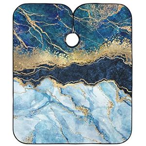 Salon Cape Blauw Marmer Goud Folie En Glitter Textuur Schort Waterdichte Haar Snijden Cape Verstelbare Kapper Kapper Cape Voor Snijden Kleur Kapper Kapper
