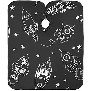 Haar Snijden Jurk Doodle Ruimteschip En Sterren Kapper Schort Gepersonaliseerde Salon Jassen Verstelbare Kappers Schort Voor Vrouwen Kinderen Kids