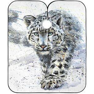 Kapper Kapsel Cape Sneeuw Luipaard Dier Aquarel Kapper Schort Vlekbestendig Kapsel Schort Jurk Anti-Statische Kappers Cape Voor Mannen Styling Vrouwen