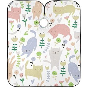 Kappersjurk Grappige Kat En Bloem Salon Jassen Unisex Salon Cape Waterdichte Schort Voor Styling Kinderen Familie