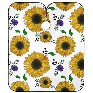Volledige Lengte Cape Gele Zonnebloemen En Blauwe Bloemen Kappers Salon Cape Waterdichte Kappers Cape Unisex Kapper Jurk Voor Kleurplaten Snijden Salon