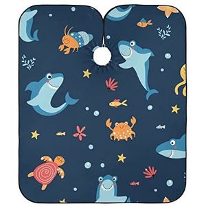 Kapper Schort Cape Grappige Haaien En Zee Dieren Salon Cape Professionele Haar Snijden Schort Waterdichte Kappers Jurk Voor Snijden Styling Kapsel