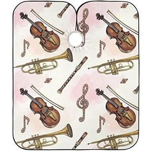 Kappers Toga Aquarel Muziek Instrumenten Viool Fluit Kappers Anti-Statische Kapsel Cape Professionele Haar Snijden Schort Voor Kappers Styling Familie
