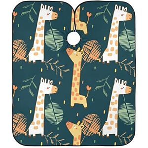 Salon Cape Cartoon Giraffe En Blad Kapper Kapper Cape Anti-Statische Haar Snijden Jurk Unisex Kappers Jurk Voor Styling Kinderen Mannen