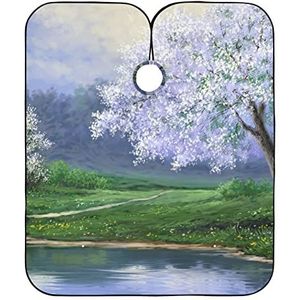 Kapsel Schort Jurk Lente Landschap Schilderen Aquarel Verf Kappers Salon Cape Gepersonaliseerde Salon Jassen Antistatische Kapper Schort Cape Voor Kinderen Kappers Mannen