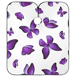 Haar Snijden Schort Aquarel Paars Vlinder Aquarel Verf Haar Snijden Jurk Waterdichte Kappers Gown Anti-Statische Kapper Schort Cape Voor Styling Kapper Familie