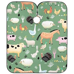 Kapper Cape Doek Leuke Boerderij Dier Aquarel Verf Kapper Jurk Verstelbare Haar Snijden Jurk Gepersonaliseerde Schort Voor Kinderen Mannen Kapper