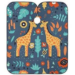 Kappers Cartoon Paar Giraffen Aquarel Verf Kapper Cape Gepersonaliseerde Kappers Schort Antistatische Kappers Cape Voor Mannen Vrouwen Kappers Kappers