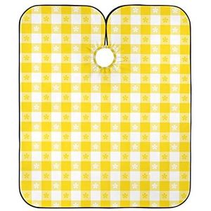 Kappers Jurk Geel Bloem Plaid Haar Knipjurk Waterdichte Styling Capes Unisex Haar Snijden Schort Voor Kleurplaten Mannen Kapsel