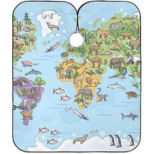 Kappersjurk Dier Wor-Ld Kaart Salon Cape Anti-Statische Kappersjurk Vlekbestendige Kapper Cape Voor Snijden Styling Kinderen