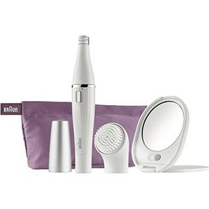 Braun Face 830 Premium Edition Epilator voor gezicht en gezichtsreinigingsborstel met spiegel en tas