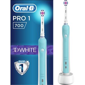 Oral-B Pro 1700 Elektrische tandenborstel oplaadbaar met 1 handgreep druksensor en 1 borstel, blauw, 3D-technologie, verwijdert tot 100% tandplak