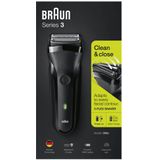 Braun - 300s Series 3 - Scheerapparaat - Zwart - Oplaadbaar - Triple Action Maaisysteem