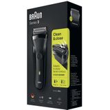 Braun - 300s Series 3 - Scheerapparaat - Zwart - Oplaadbaar - Triple Action Maaisysteem