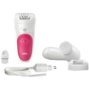 Braun Silk-épil Bibi-Edition Epilator (met gezichtsreinigingsborstel), wit/roze