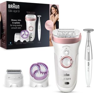 Braun Silk-épil 9 9-561 draadloze epilator, nat en droog/epil, wit en roze.