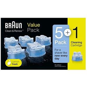 Braun reinigingsvloeistof Clean & Renew cartridges (5+1 stuks)
