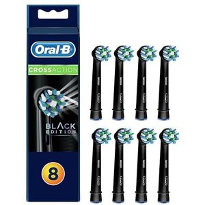 Oral-B CrossAction Opzetborstels Zwart, Verpakking Van 8, Black Edition