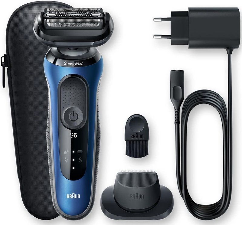 Braun Series 6 Scheerapparaat met scheerblad Trimmer Blauw