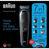 Braun MGK3245 7-in-1 Trimmer - Baardtrimmer Voor Mannen - Gezichts- En Haartrimmer - Zwart/Blauw