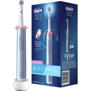 Oral-B Pro 3000 Elektrische tandenborstel, oplaadbaar, met 1 druksensor en 1 tandenborstel, blauw, 3D-technologie, verwijdert tot 100% tandplak