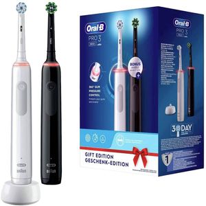 Oral-B - Elektrische Zahnbürste 'Pro 3 + 2. Handstück' in Schwarz und Weiß 1 St