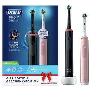 Oral-B Pro 3 - 3900 - Zwarte en Roze - Elektrische Tandenborstel