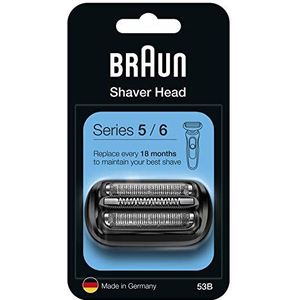 Braun Serie 5 vervangingskop voor elektrisch scheerapparaat, eenvoudig te bevestigen uw nieuwe scheerkop, compatibel met alle 5/6 elektrische scheerapparaten van de nieuwe generatie, 53B, zwart