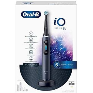 Oral-B iO 8 - oplaadbare elektrische tandenborstel powered by Braun, 1 zwart handvat met magnetische technologie, kleurendisplay, 1 opzetborstel, 1 reisetui