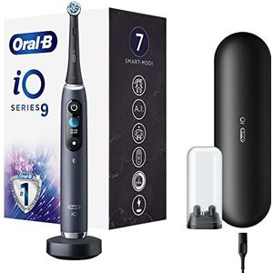 Oral-B iO 9 Elektrische tandenborstel met revolutionaire magneettechnologie en microvibratie, 7 reinigingsprogramma's, 3D-analyse, kleurendisplay en reisetui, onyx zwart