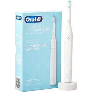 Oral-B Pulsonic Slim Clean 2000 Elektrische sonische tandenborstel voor een zachte tandreiniging, 2 poetsmodi met bleekmiddel, timer, 1 Pulsonic Clean borstel, wit