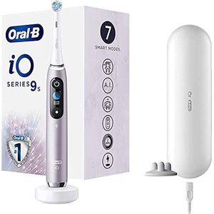 Oral-B iO 9s Go Electric Elektrische tandenborstel met kunstmatige intelligentie, borstelsensor, 1 borstelkop, reisetui, lithiumbatterij, cadeau-idee, roze