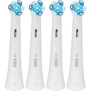 Oral-B iO Ultimate Clean elektrische tandenborstelkop, gedraaide en schuine borstelharen voor diepere plaquetverwijdering, 4 stuks tandenborstelkoppen, wit
