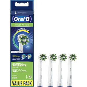 Oral-B CrossAction Opzetborstels, met BacteriÃ«le Bescherming, 3 + 1 Stuks, Wit