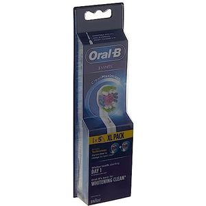 Oral-B 3D White Elektrische tandenborstelkoppen, 5 stuks, met CleanMaximiser-technologie, verwijdert tot 100% meer tandplak in wit