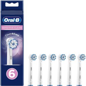 Oral-B Sensitive Clean Elektrische tandenborstelkop met Clean & Care Technology, extra zachte borstelharen voor zachte tandplak verwijderen, 6 stuks, wit