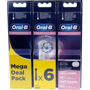 Oral-B Sensitive Clean - Met CleanMaximiser-technologie - Opzetborstels - 6 Stuks