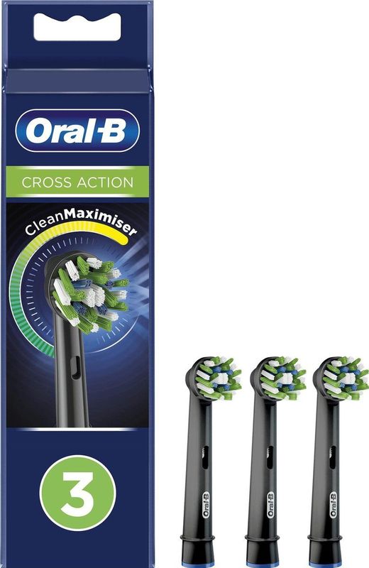 Oral-B CrossAction Vervangende Opzetborstels - Zwart - 3 Stuks