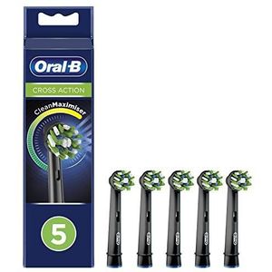 Oral-B CrossAction vervangende opzetborstels voor elektrische tandenborstel met CleanMaximiser technologie, zwart, 5 stuks