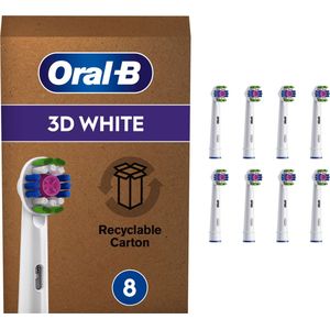Pakketje van 8 stuks Oral-B 3D White Clean Maximiser. Vervangende opzetborstels voor een elektrische tandenborstel, past door de brievenbus