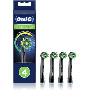 Oral-B CrossAction 4 stuks originele tandenborstelkoppen met CleanMaximiser-technologie, zwart